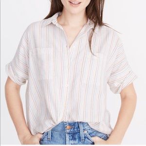 MADEWELL Courier Stitched Rainbow Striped Top L